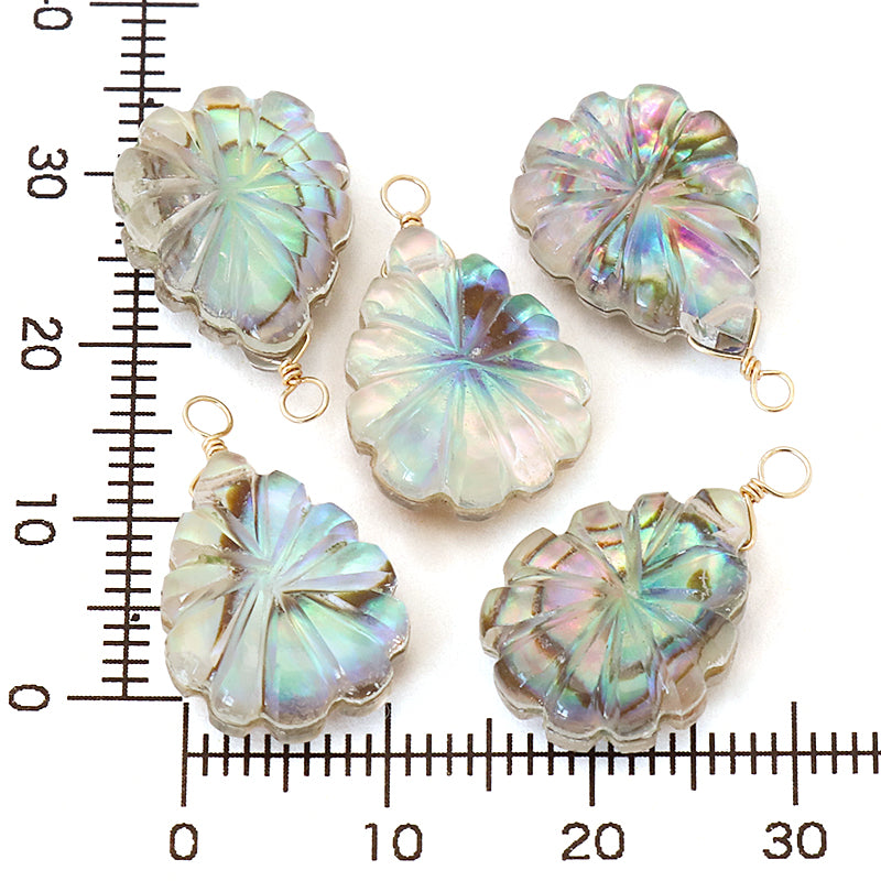 Natural stone Glasses Clasp Charm Carving Flat Shizuku Doublet Crystal/Shell (Natural)