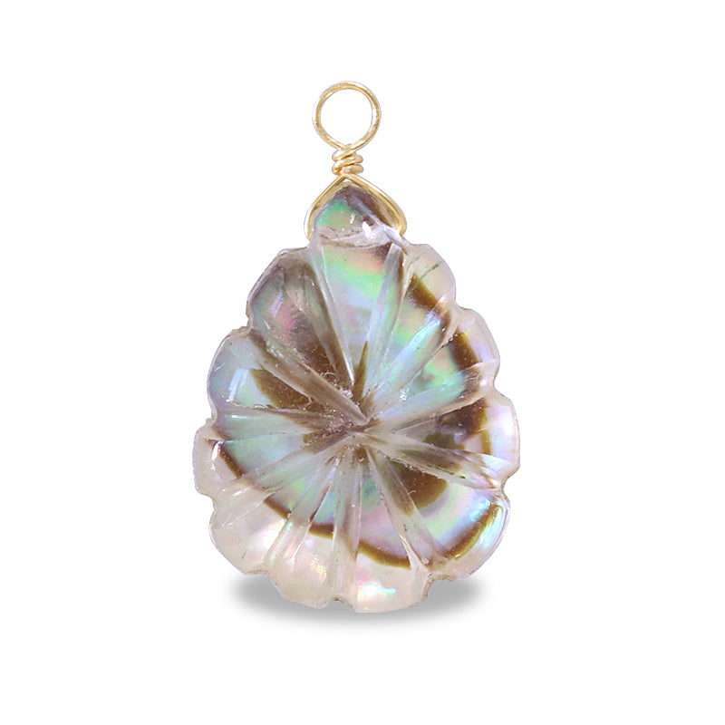 Natural stone Glasses Clasp Charm Carving Flat Shizuku Doublet Crystal/Shell (Natural)