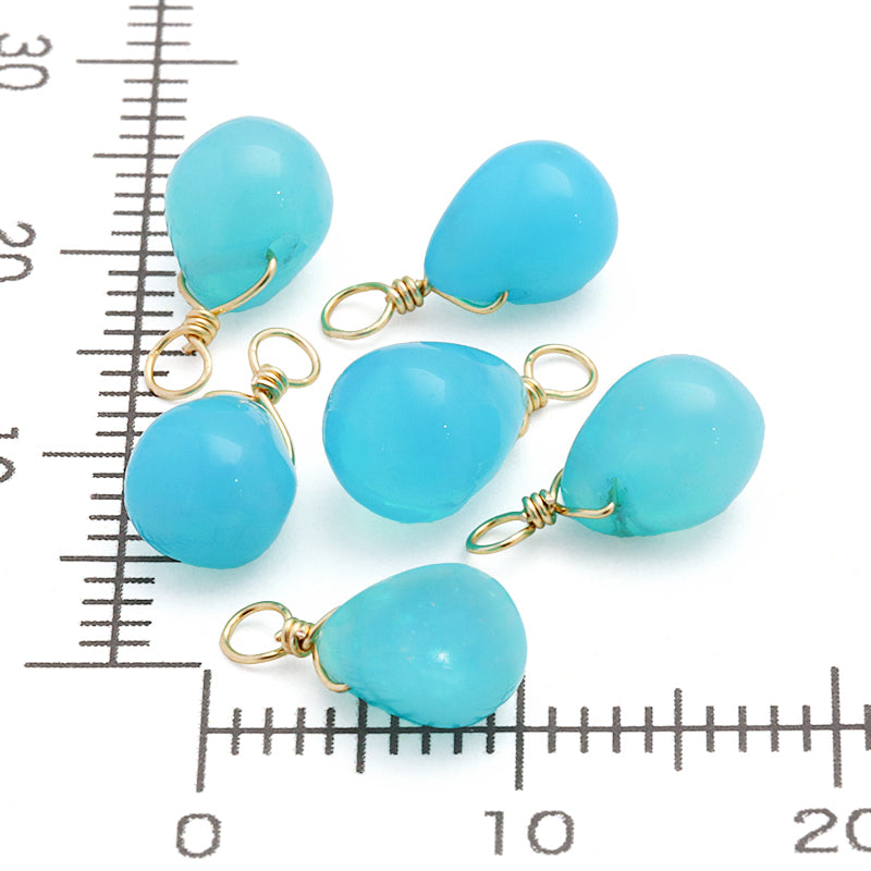 Natural stone Glasses Clasp Charm Plain Drop Blue Opal (Dyed) (Natural)