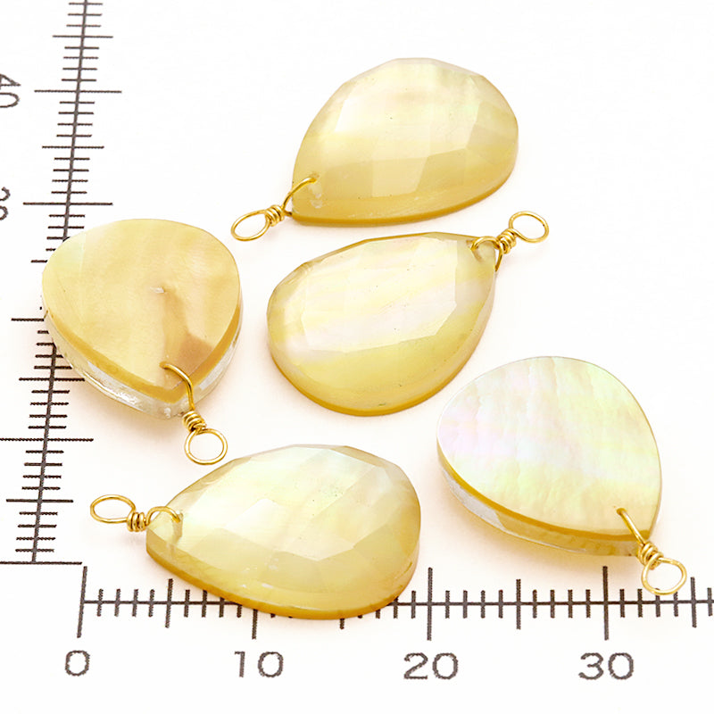 Natural stone Glasses Clasp Charm Flat Shizuku Cut Crystal/Shell (Natural)