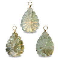 Natural stone Glasses Clasp Charm Carving Flat Shizuku (Double) Labradorite/Shell/Crystal