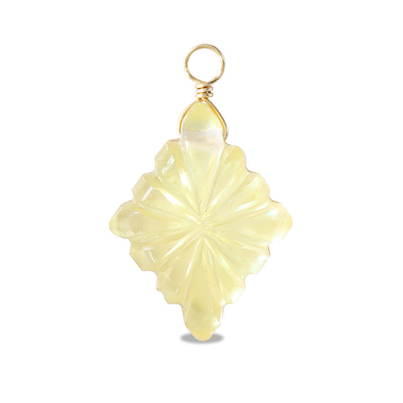 Natural stone Glasses Clasp Charm Carving Diamond (Double) Crystal/Shell (Yellow) (Natural)