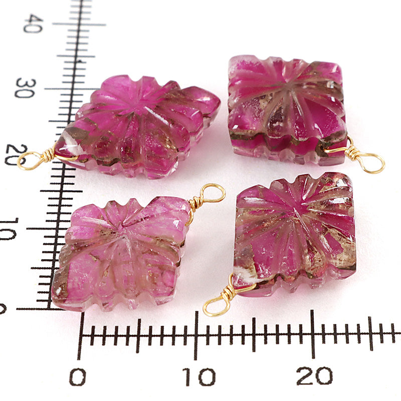 Natural stone Glasses Clasp Charm Carving Diamond (Double) Crystal/Pink Copper