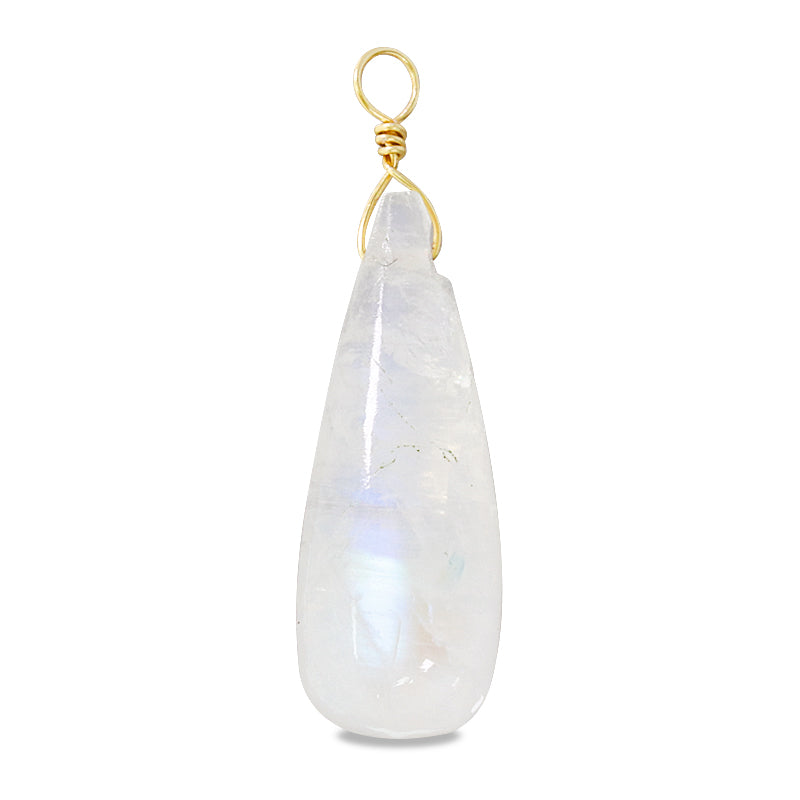 天然石 めがね留めチャーム プレーンロングドロップ ブルームーンストーン