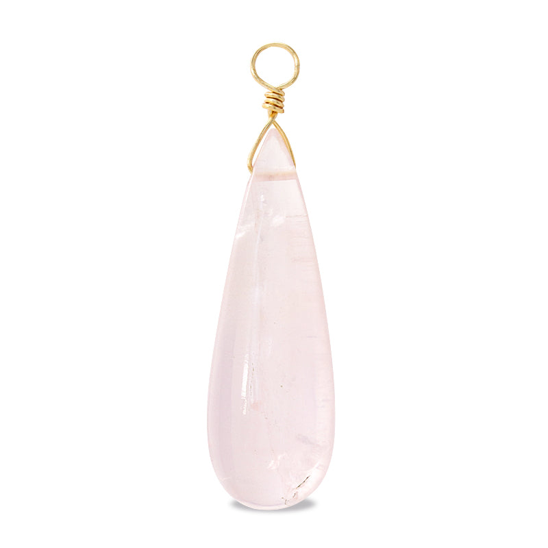 Natural stone Glasses Clasp Charm Plain Long Drop Rose Quartz