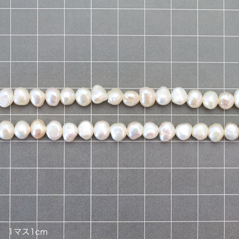 Freshwater pearl flat baroque white