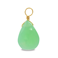 Natural stone Glasses Clasp Charm Flat Shizuku Cut Chrysoprase
