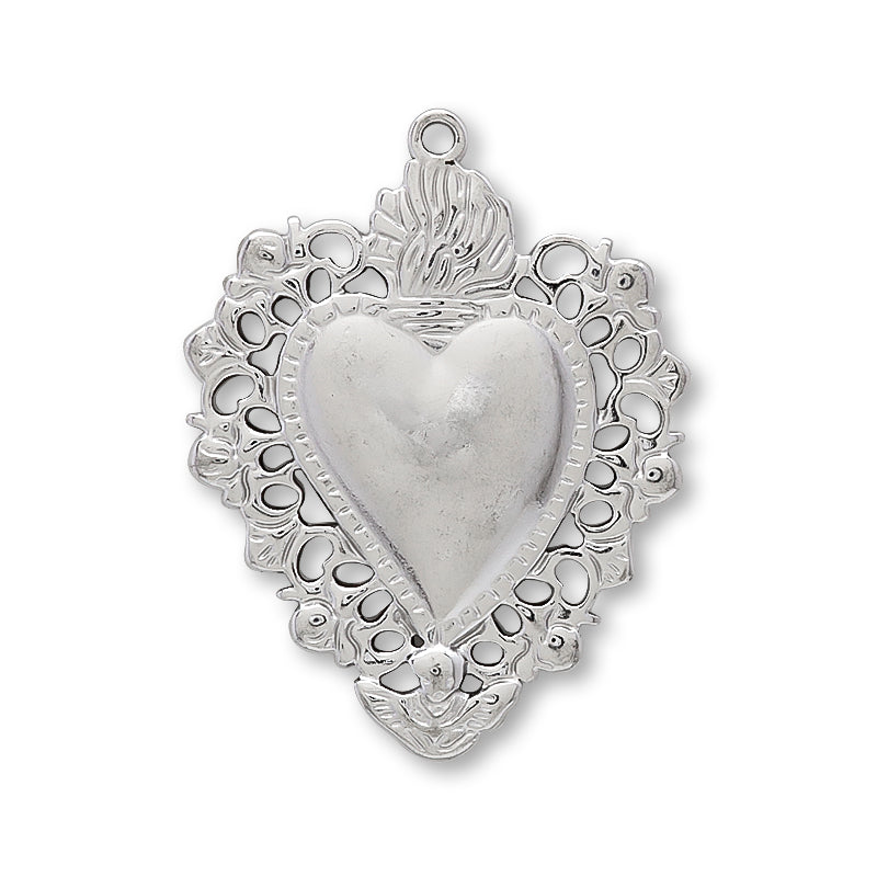 Stainless Steel Charm Heart 4 Fabric