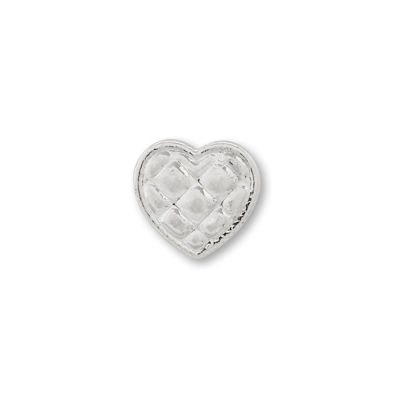 Mini Metal Parts Quilted Heart Silver Plated