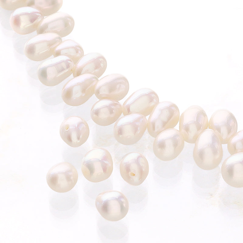 Freshwater pearl drop side hole white