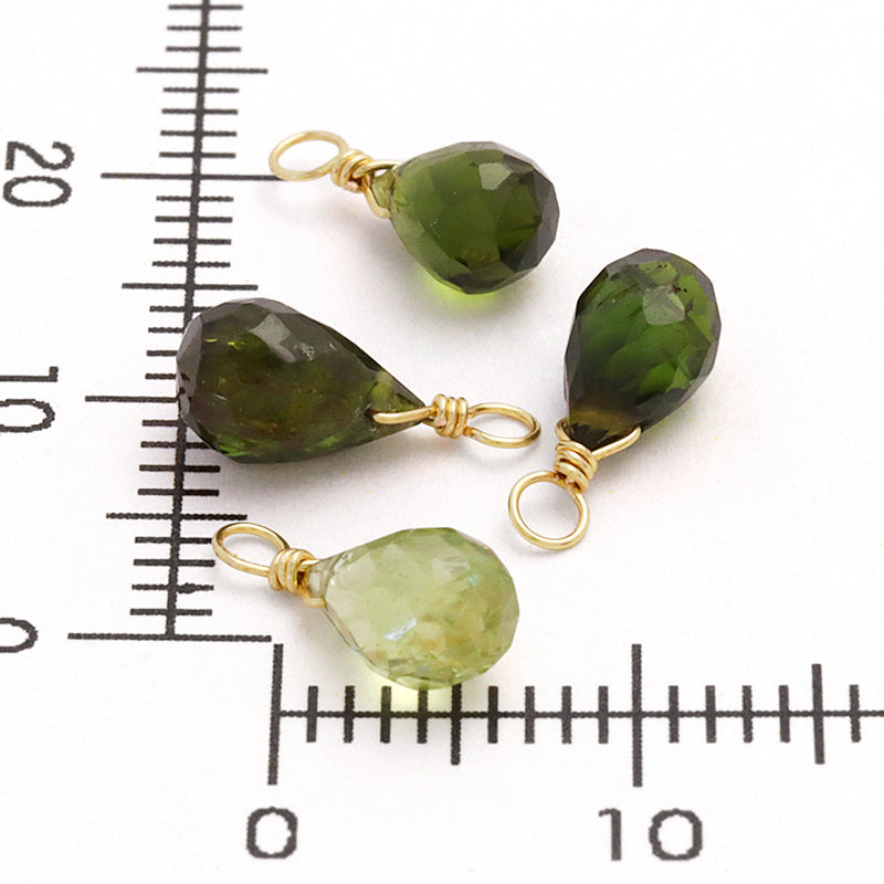 Natural Stone Glasses Charm Drop Cut Green Tourmaline (Natural)
