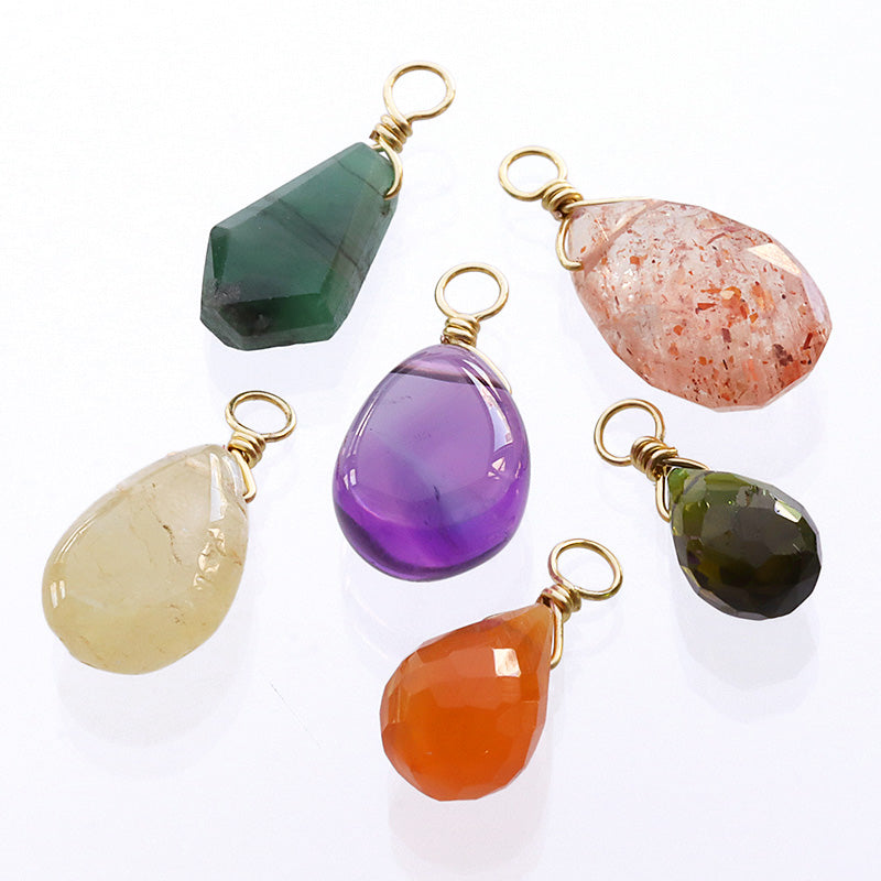 天然石 めがね留めチャーム プレーン平シズク イエローベリル(天然)