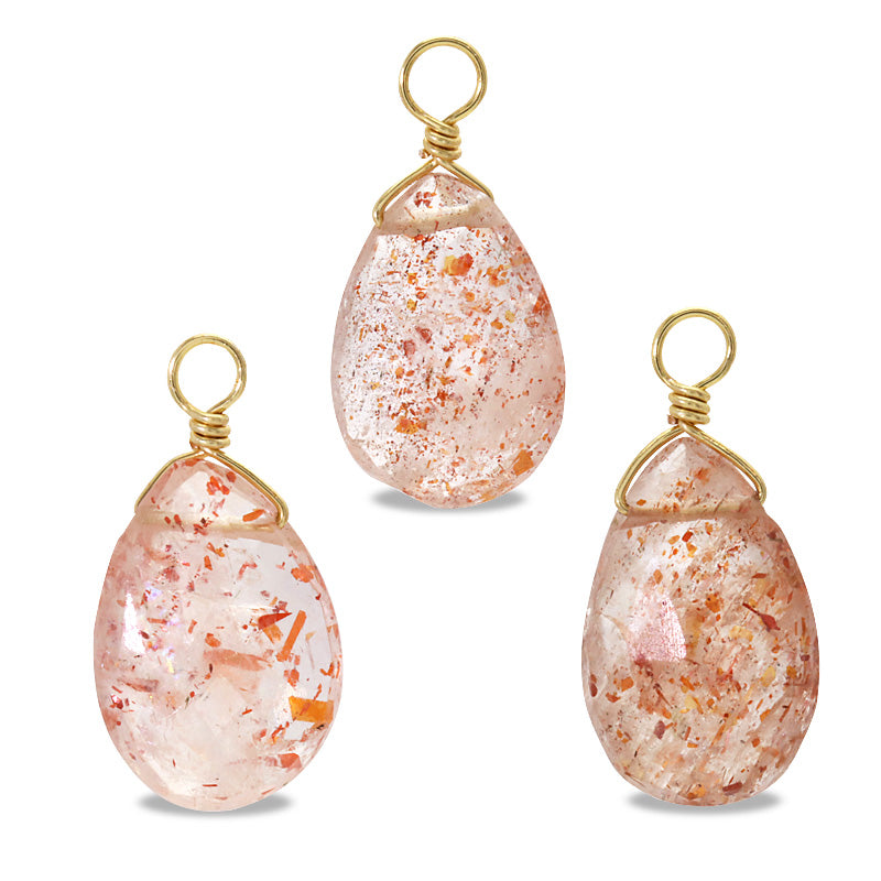 天然石 めがね留めチャーム 平シズクカット サンストーン(天然)