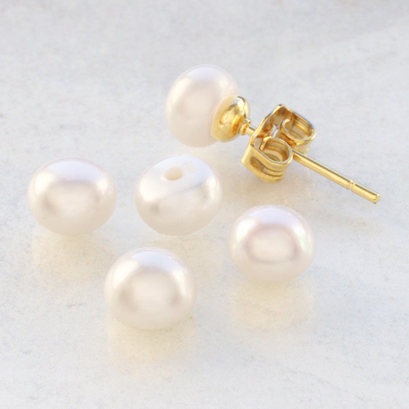 淡水パール ボタン 片穴 ホワイト