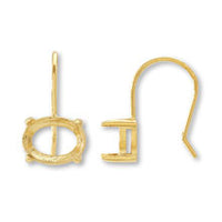 Hook earrings BezelOval #4120 Width 8 x 6mm