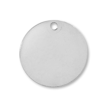 Metal parts round plate 1 hole rhodium color