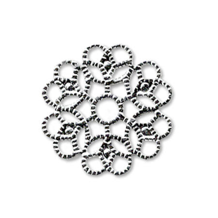 スカシパーツ 花六弁 約15mm ロジウムカラー