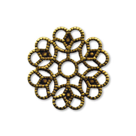 スカシパーツ 花六弁 約15mm 金古美
