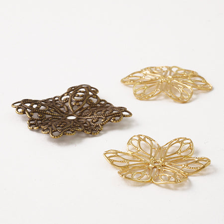 スカシパーツ 花六弁 約22mm ロジウムカラー