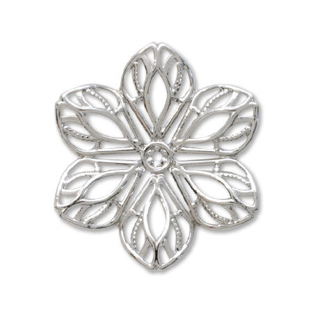 スカシパーツ 花六弁 約22mm ロジウムカラー