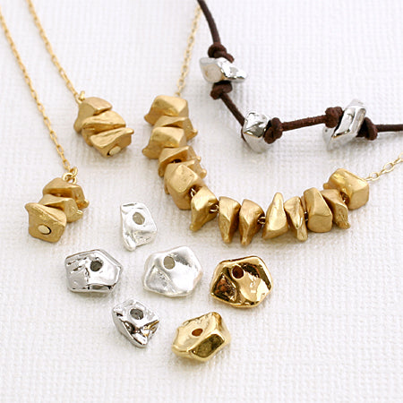 Metal Sazare beads matte silver