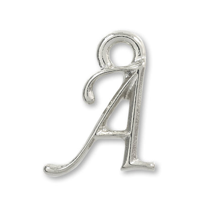 Charm Initial Basic A Rhodium Color