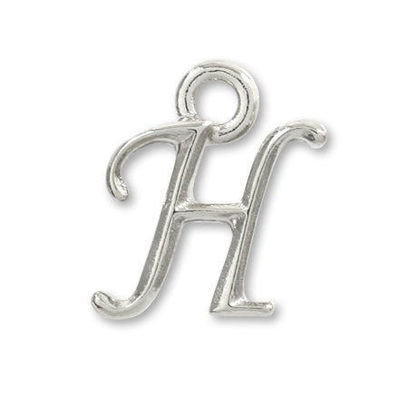 Charm Initial Basic H Rhodium Color