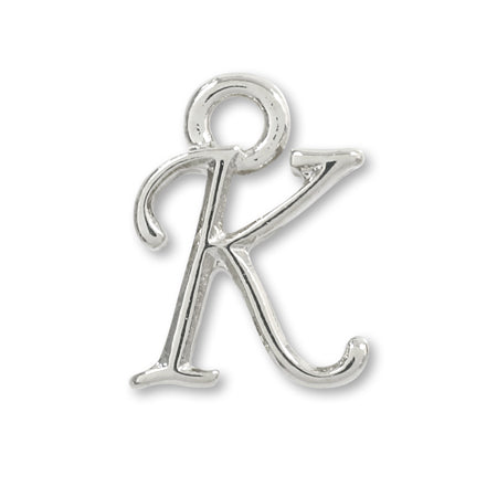 Charm Initial Basic K Rhodium Color