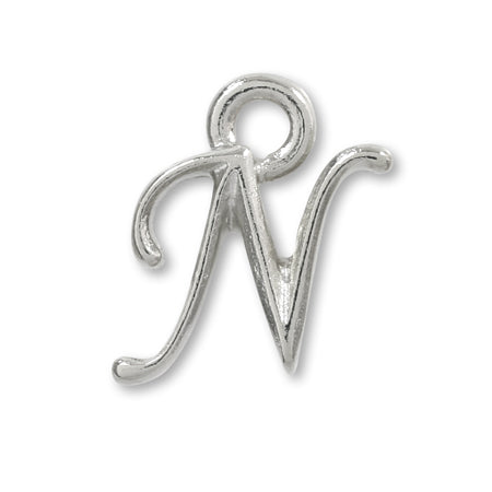 Charm Initial Basic N Rhodium Color