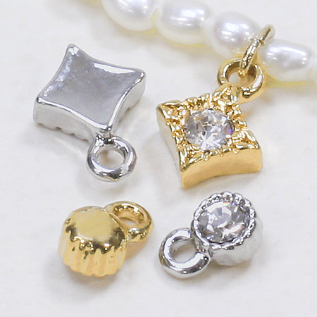 チャーム 石留め ラウンド ゴールド