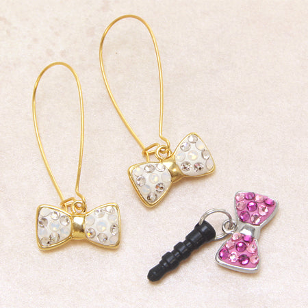 Clay base pendant with 1 ribbon, rhodium color