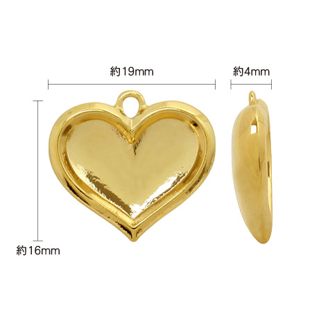 Clay base pendant with 1 heart, rhodium color