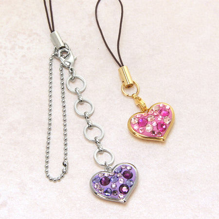 Clay base pendant with 1 heart, rhodium color