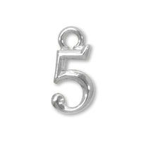 Charm number small 5 rhodium color