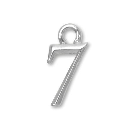 Charm number small 7 rhodium color