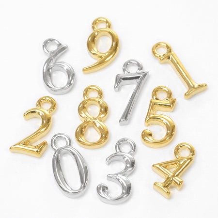 Charm number small 7 rhodium color