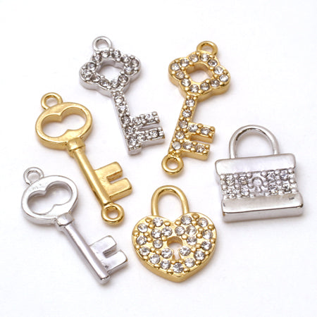 Charm Lucky Heart Lock Crystal/G
