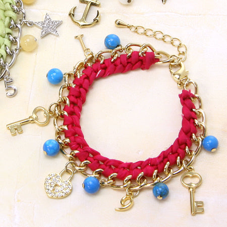 Charm Lucky Heart Lock Crystal/G