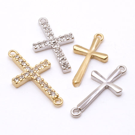 Charm Lucky Plain Cross 1 Can Rhodium Color