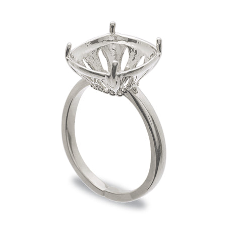 リング台 石座付 スクエアNo.2 #4470用 10mm ロジウムカラー