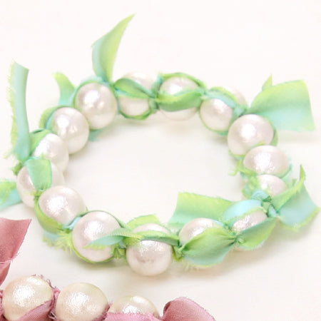 Bias silk ribbon grass green
