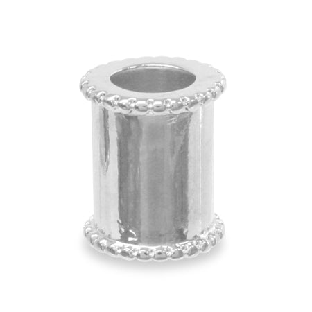 Clay base, bead core, large hole, milgrain, rhodium color