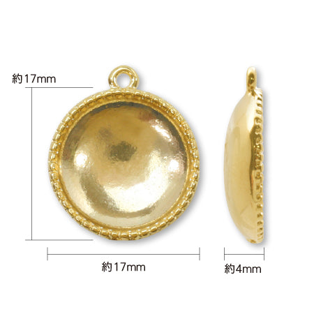 Clay base pendant with 1 round ring, gold