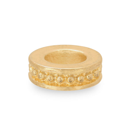 Large hole rondelle with milgrain edge, gold