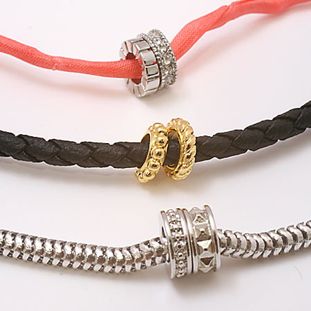 Large hole rondelle with milgrain edge, gold