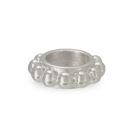 Large hole rondelle milgrain rhodium color