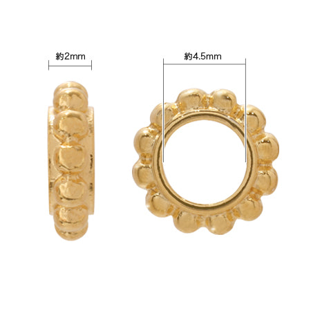 Large hole rondelle milgrain rhodium color