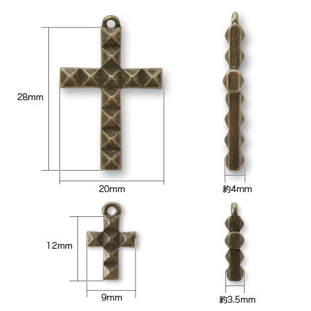 チャーム スタッズ クロス 金古美
