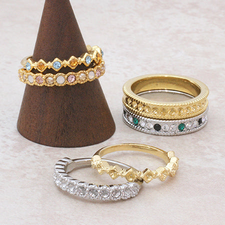 リング台 ハーフエタニティ3 ラウンドミル #1028 PP13 ゴールド