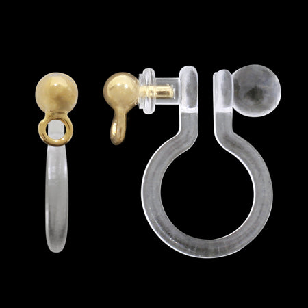 Non-piercing earrings with resin rings, clear/G